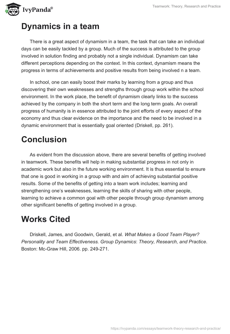 Teamwork: Theory, Research and Practice. Page 2