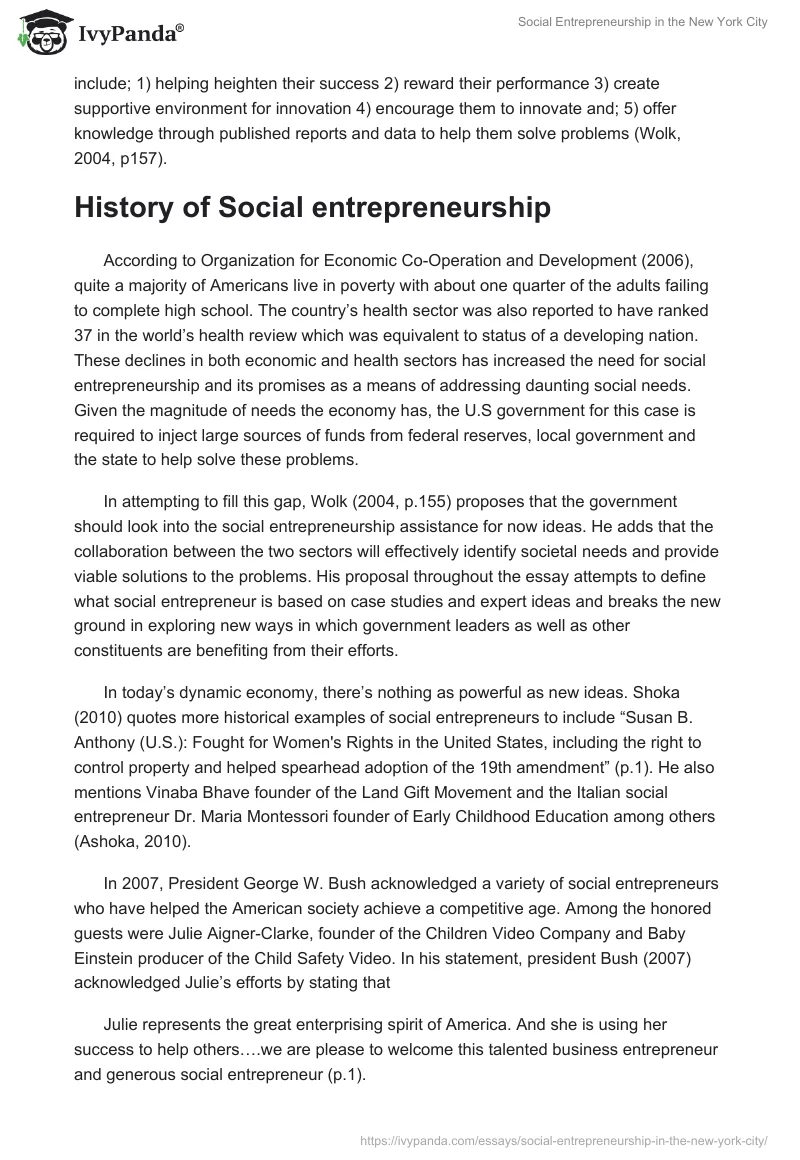Social Entrepreneurship in the New York City. Page 4