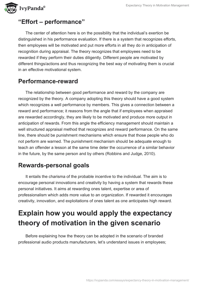 Expectancy Theory in Motivation Management. Page 2
