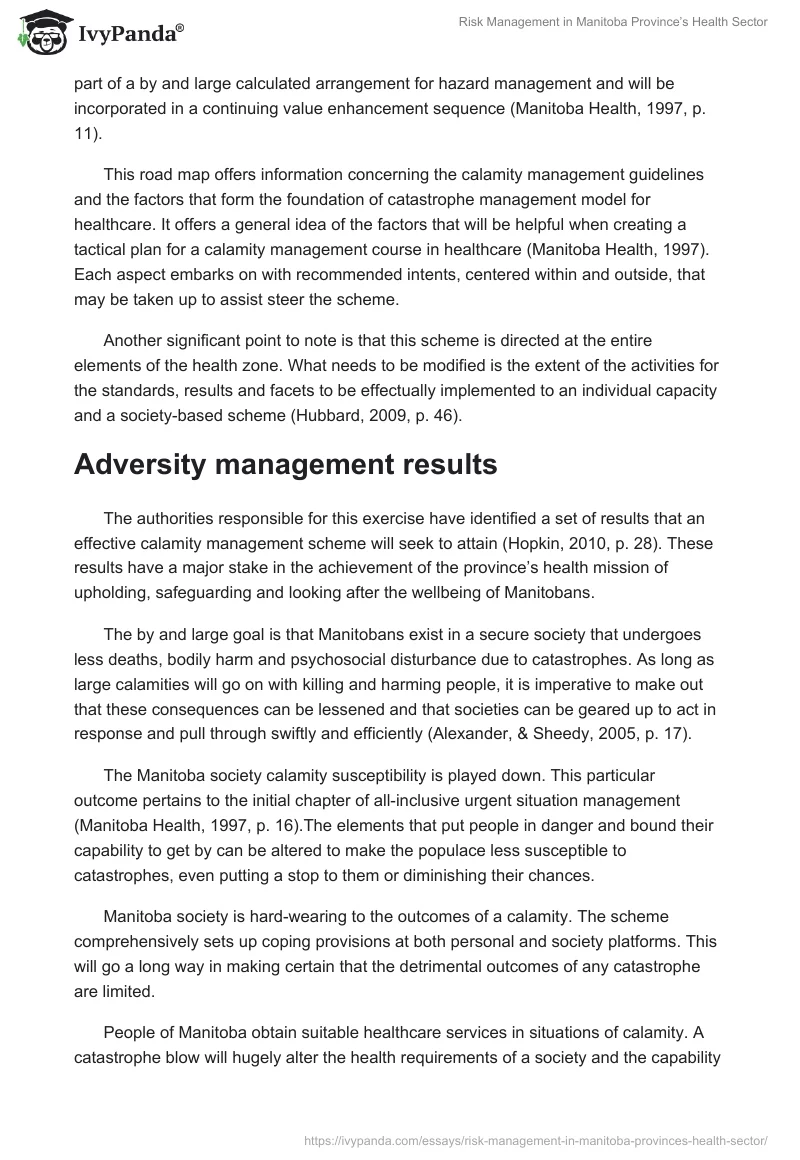 Risk Management in Manitoba Province’s Health Sector. Page 2
