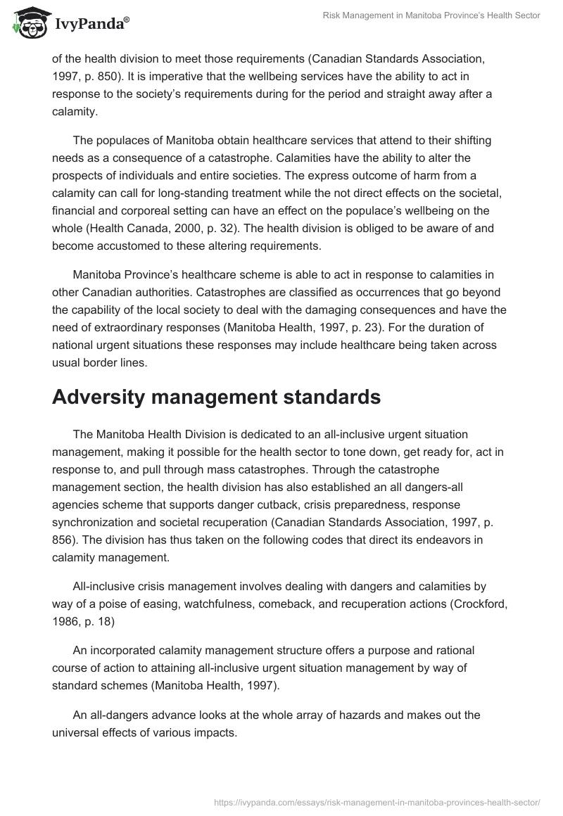 Risk Management in Manitoba Province’s Health Sector. Page 3