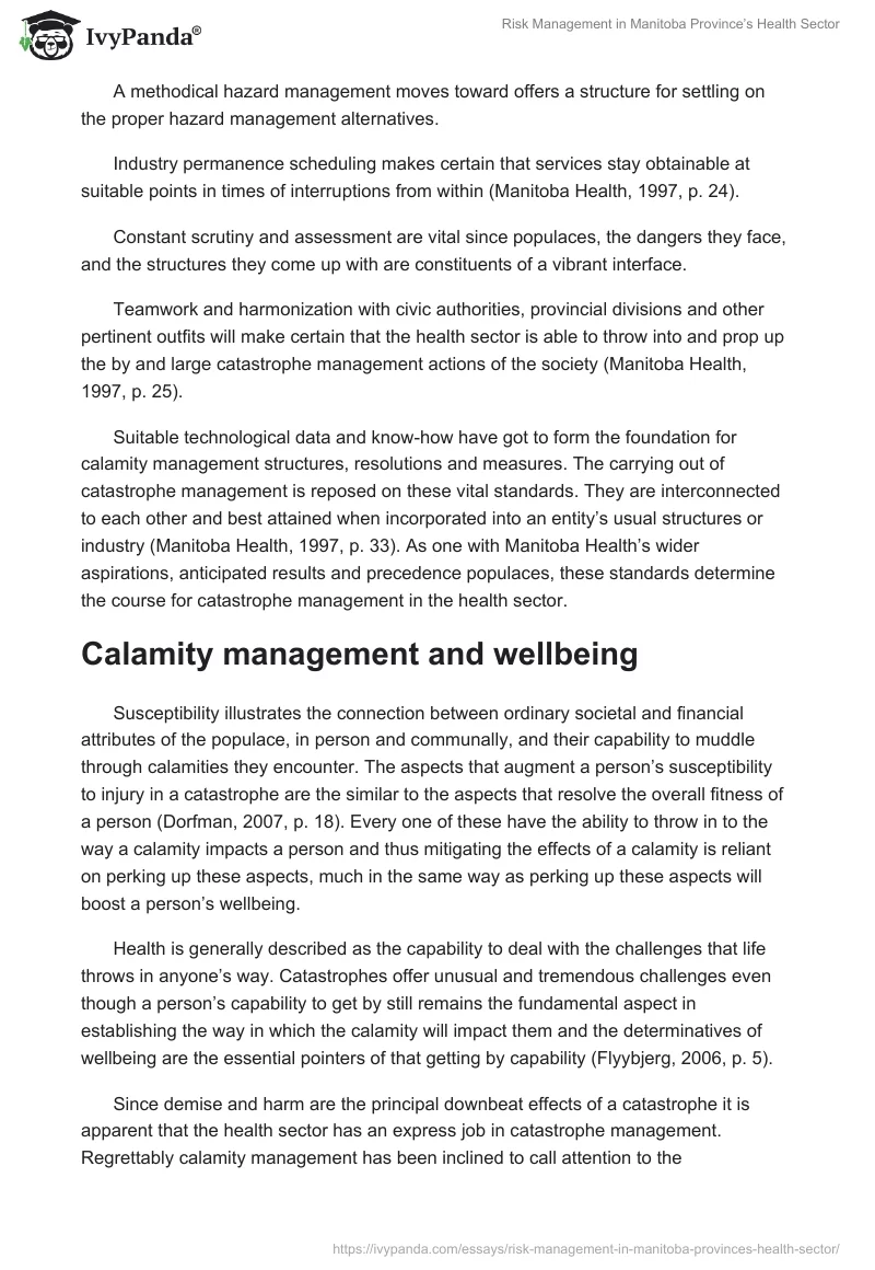 Risk Management in Manitoba Province’s Health Sector. Page 4