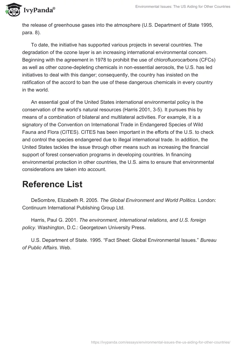 Environmental Issues: The US Aiding for Other Countries. Page 2