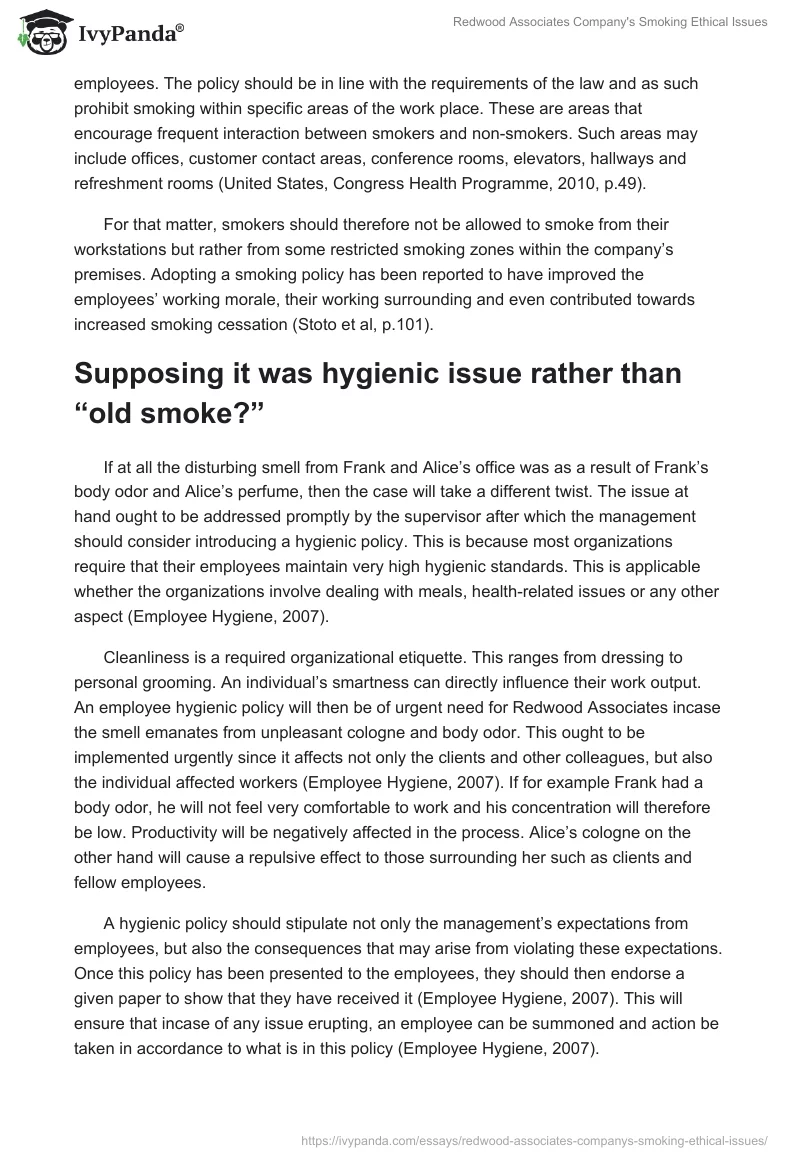 Redwood Associates Company's Smoking Ethical Issues. Page 3