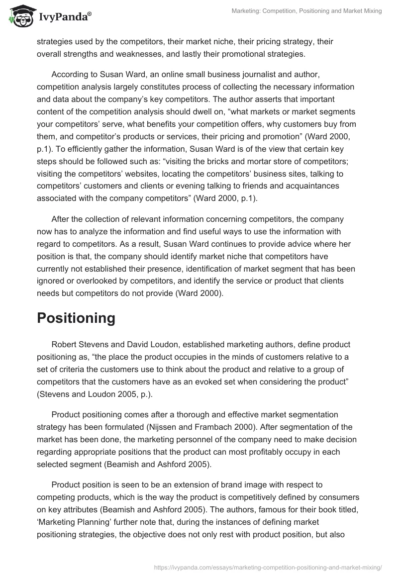 Marketing: Competition, Positioning and Market Mixing. Page 3