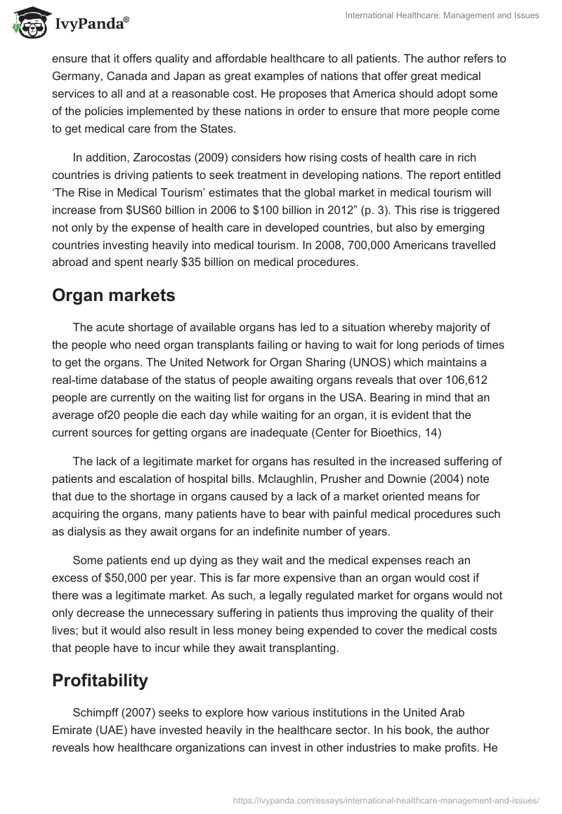 International Healthcare: Management and Issues. Page 4