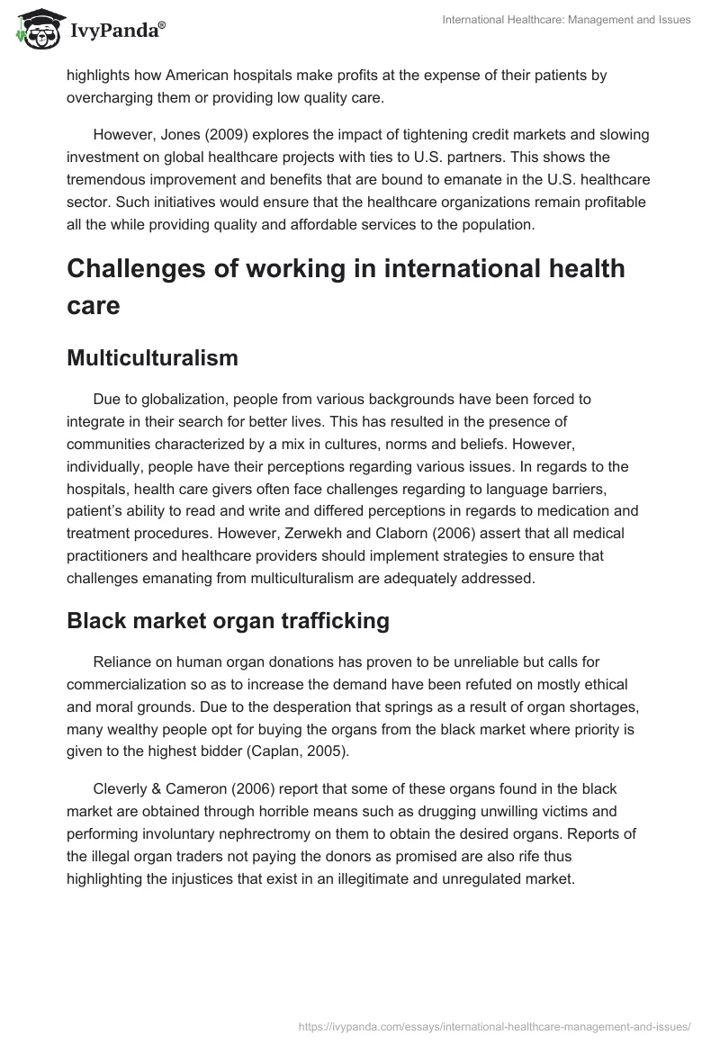 International Healthcare: Management and Issues. Page 5