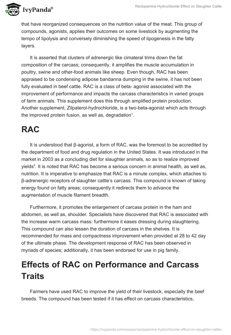 Ractopamine Hydrochloride Effect on Slaughter Cattle. Page 2