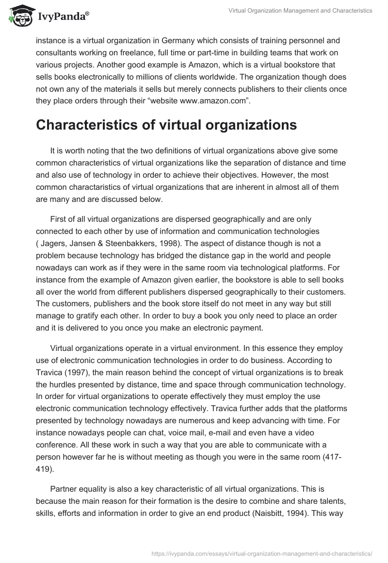 Virtual Organization Management and Characteristics. Page 2