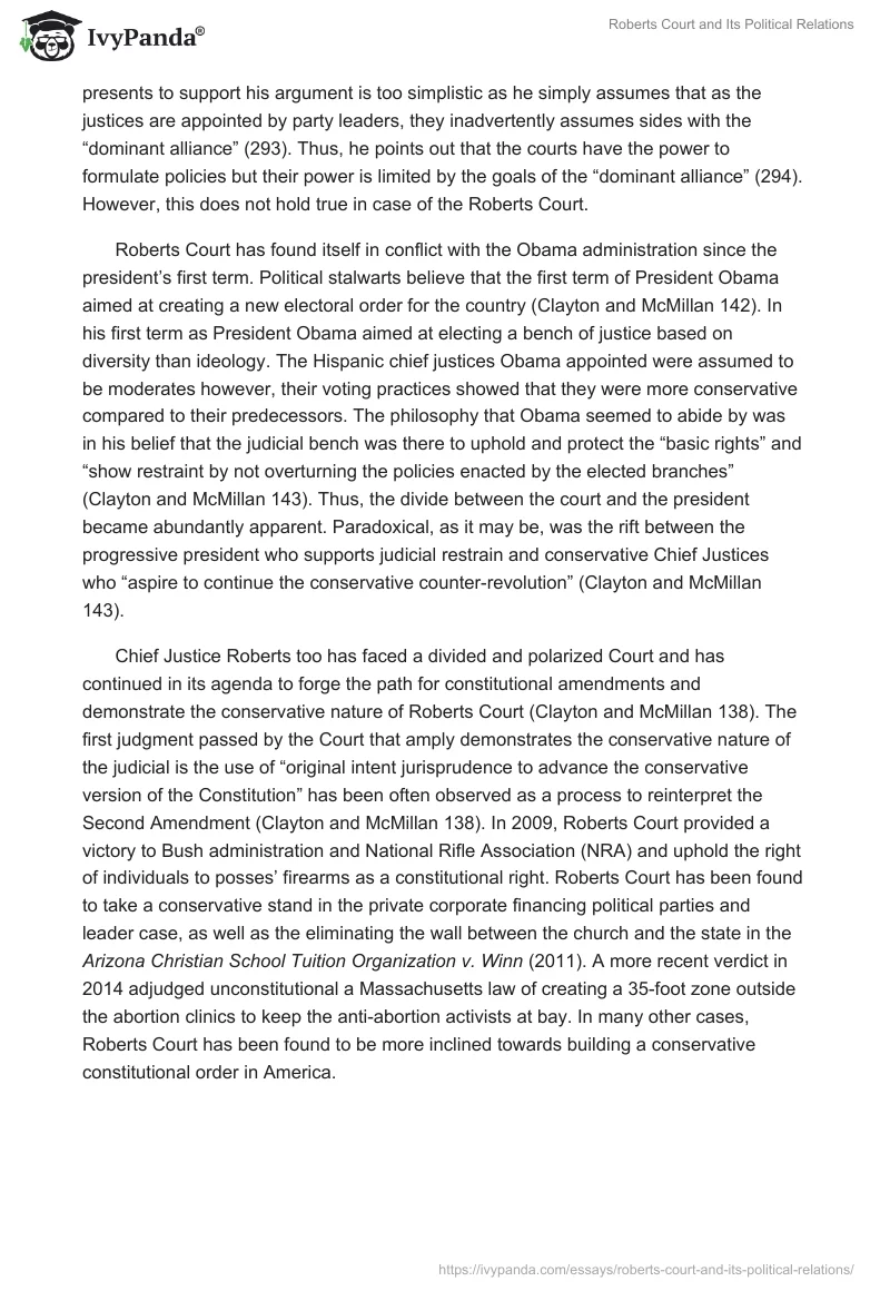 Roberts Court and Its Political Relations. Page 3