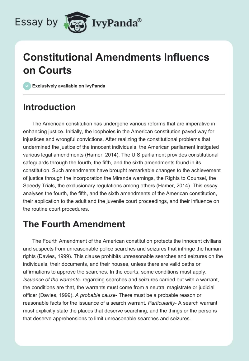 Constitutional Amendments Influencs on Courts. Page 1