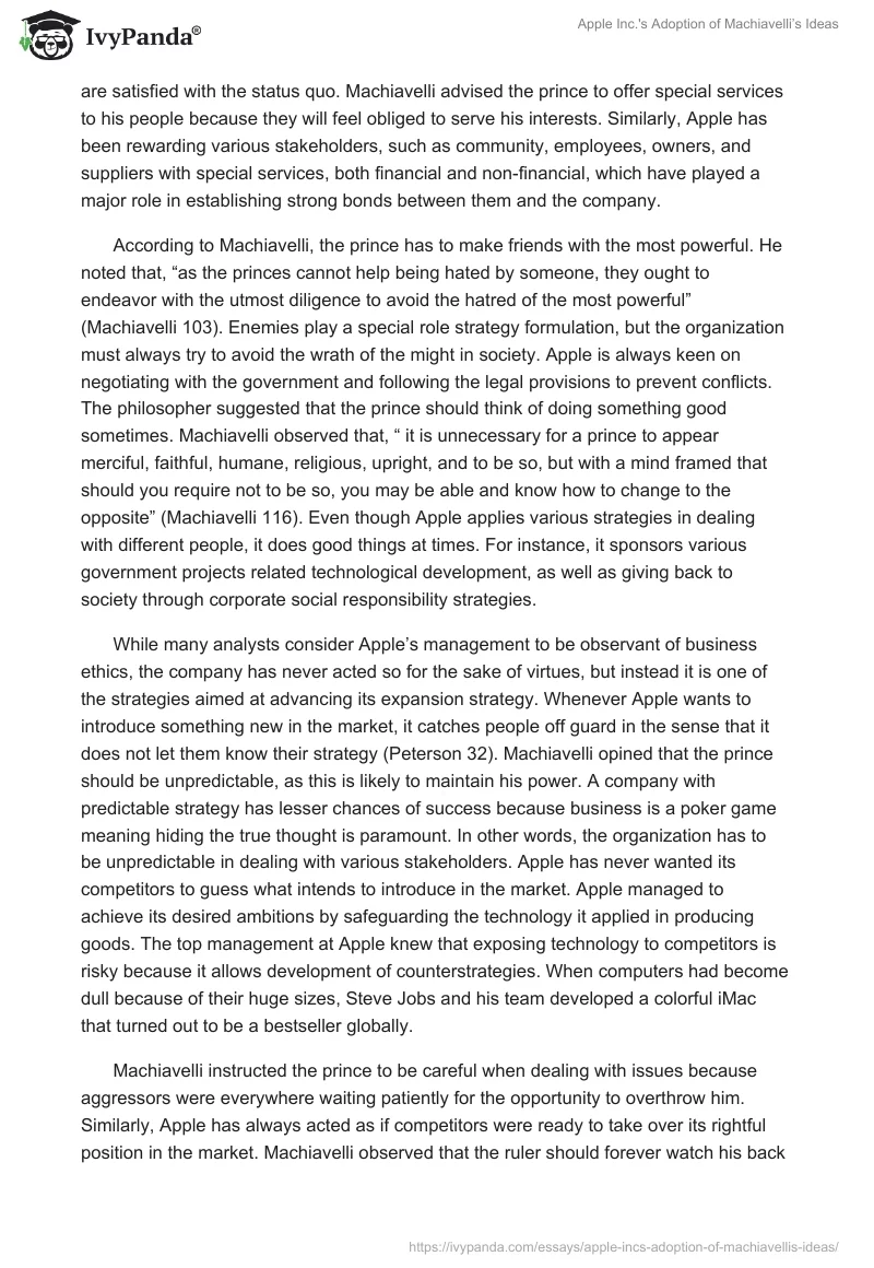 Apple Inc.'s Adoption of Machiavelli’s Ideas. Page 4