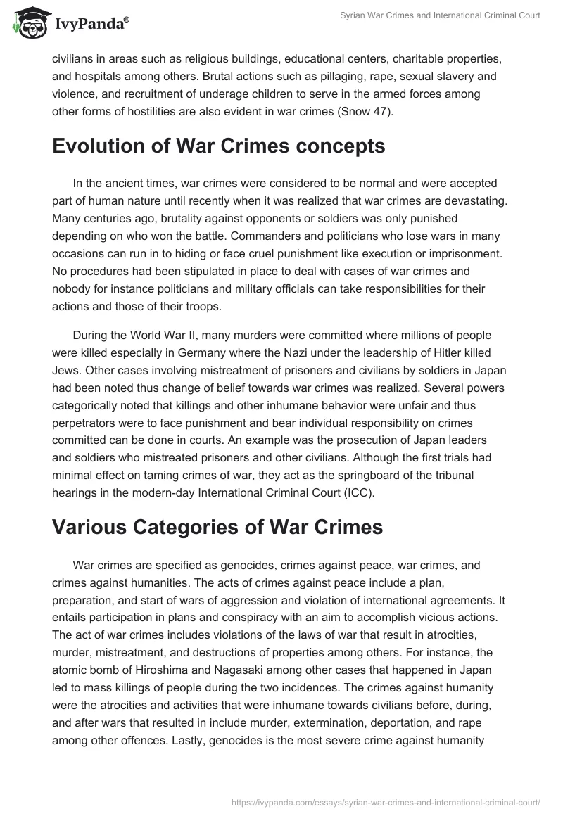 Syrian War Crimes and International Criminal Court. Page 2