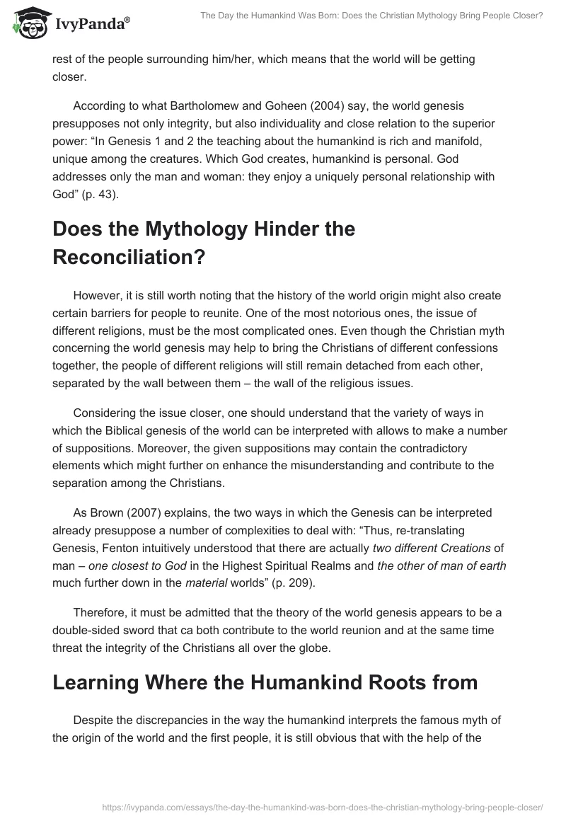 The Day the Humankind Was Born: Does the Christian Mythology Bring People Closer?. Page 2