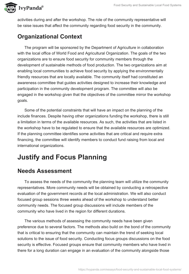 Food Security and Sustainable Local Food Systems. Page 3