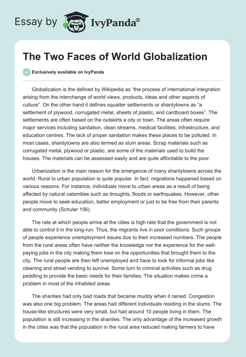The Two Faces of World Globalization. Page 1