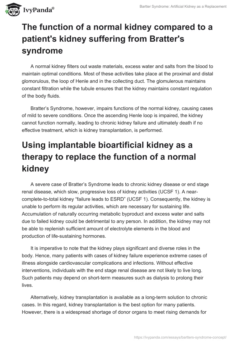 Bartter Syndrome: Artificial Kidney as a Replacement. Page 3
