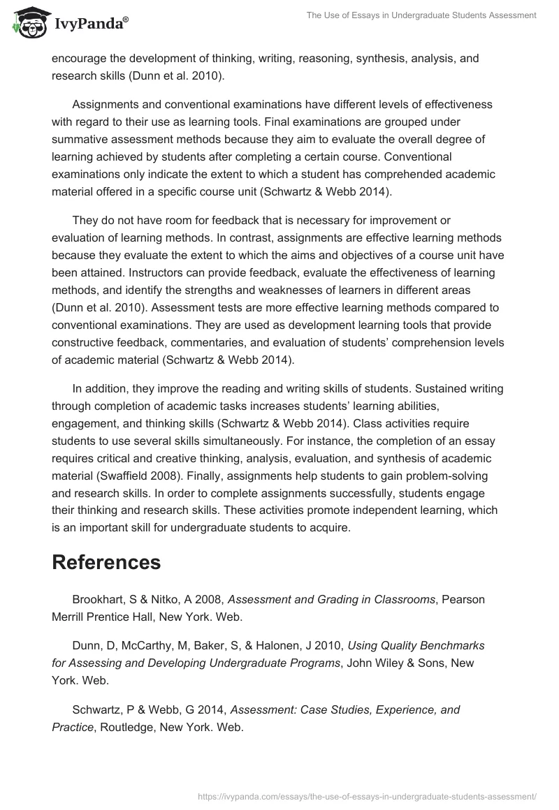The Use of Essays in Undergraduate Students Assessment. Page 2