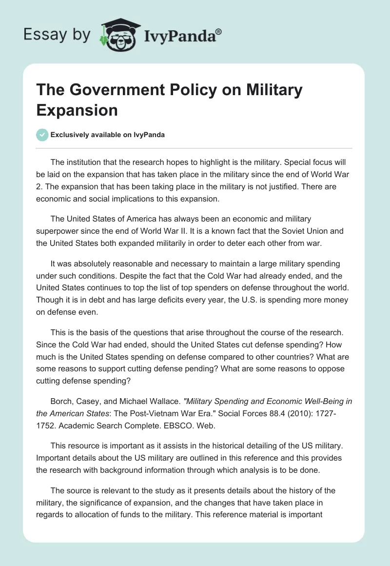 The Government Policy on Military Expansion. Page 1
