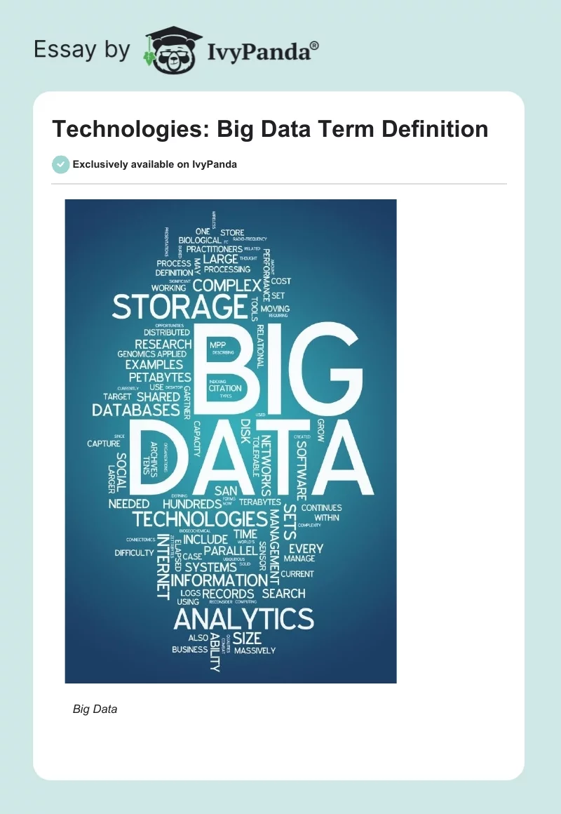 Technologies: "Big Data" Term Definition. Page 1