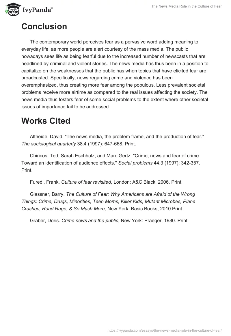 The News Media Role in the Culture of Fear. Page 5