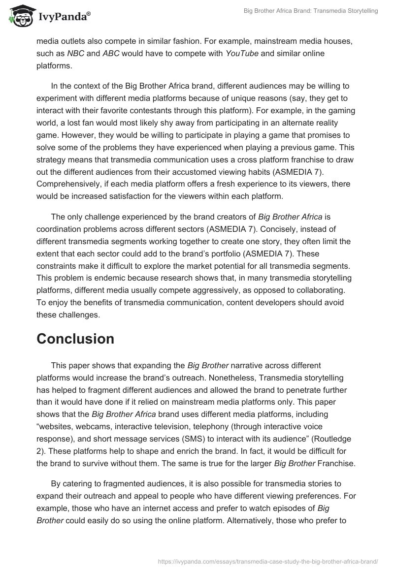 Big Brother Africa Brand: Transmedia Storytelling. Page 4