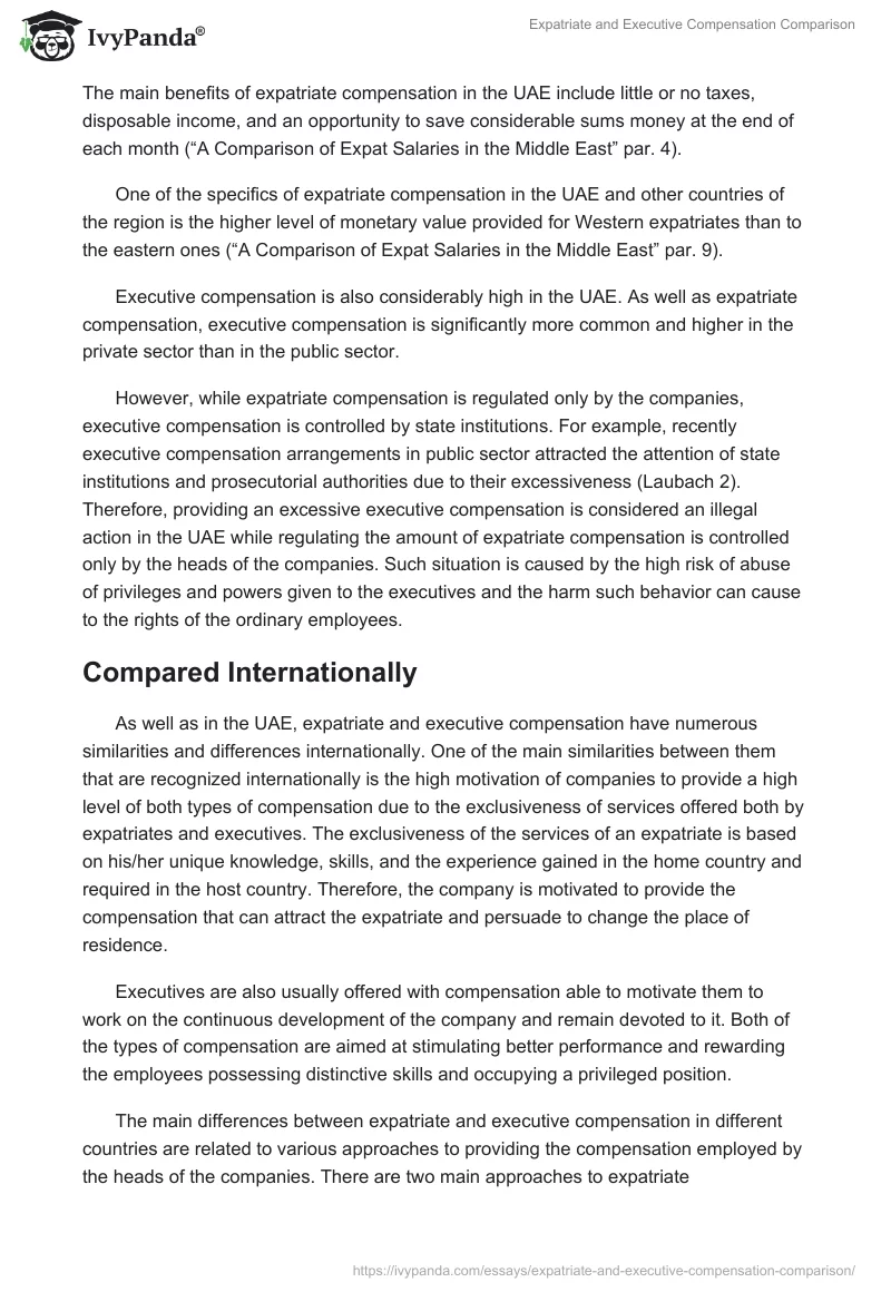 Expatriate and Executive Compensation Comparison. Page 2