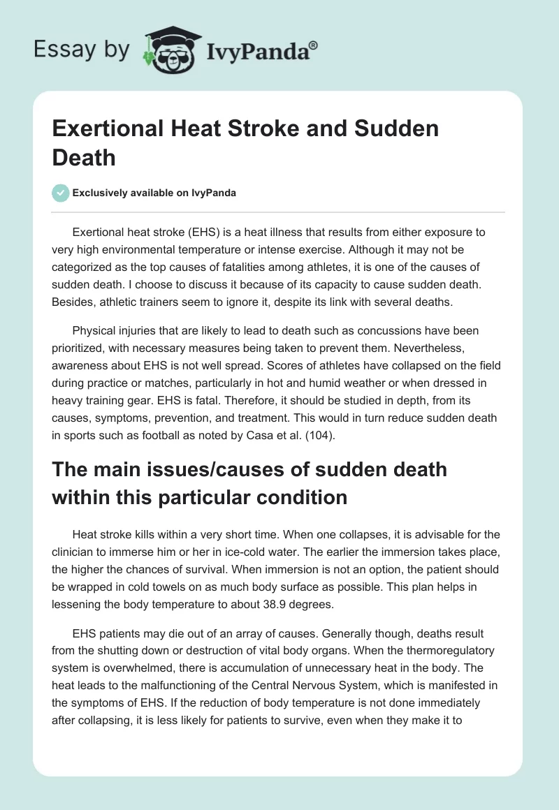 Exertional Heat Stroke and Sudden Death. Page 1