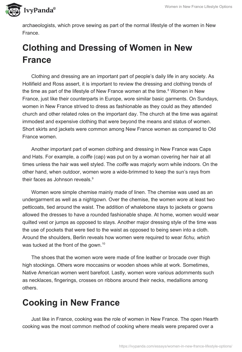 Women in New France Lifestyle Options. Page 3