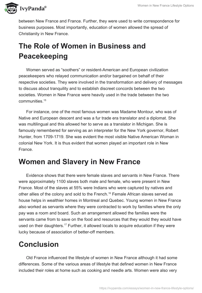 Women in New France Lifestyle Options. Page 5