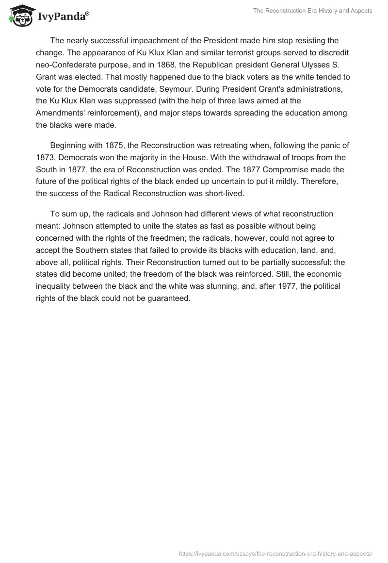The Reconstruction Era History and Aspects. Page 2