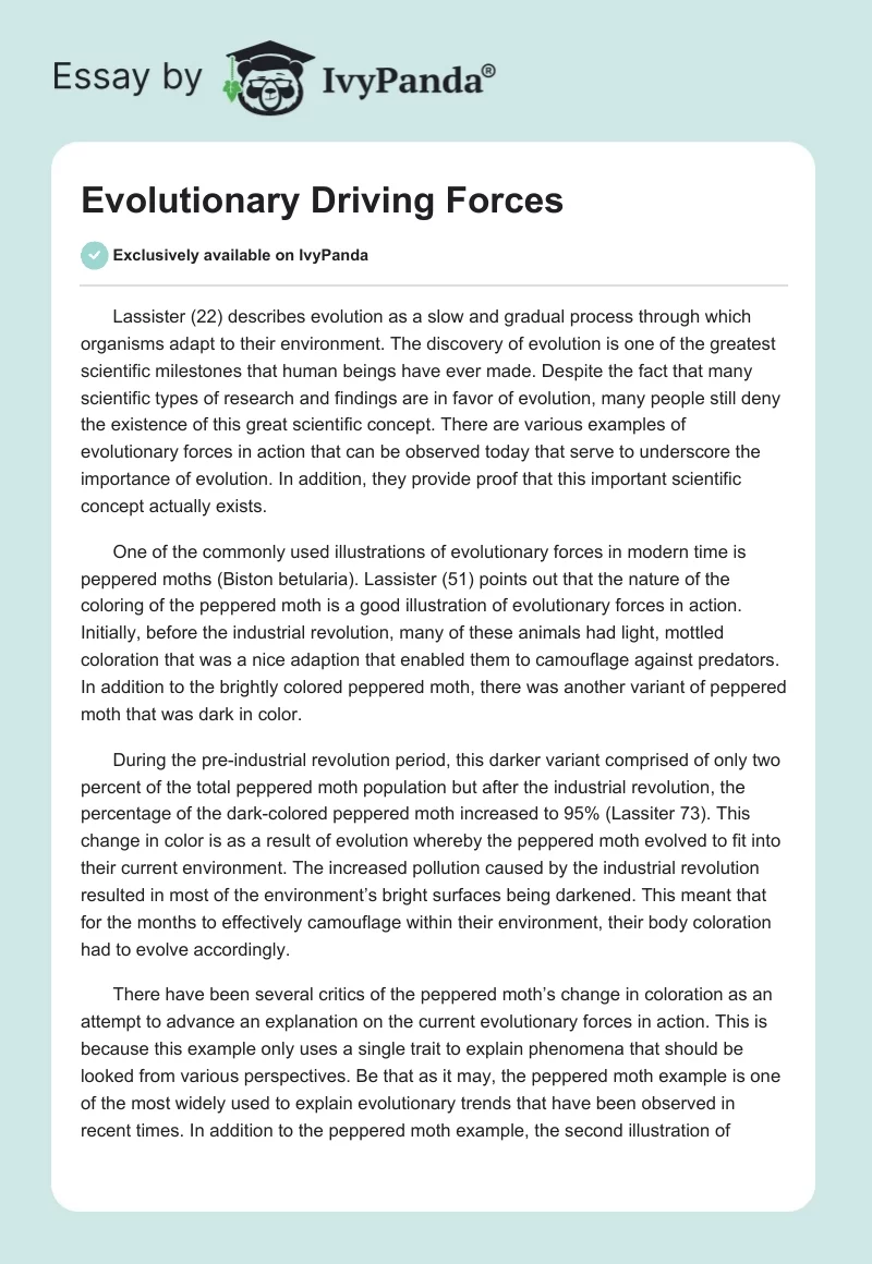 Evolutionary Driving Forces. Page 1