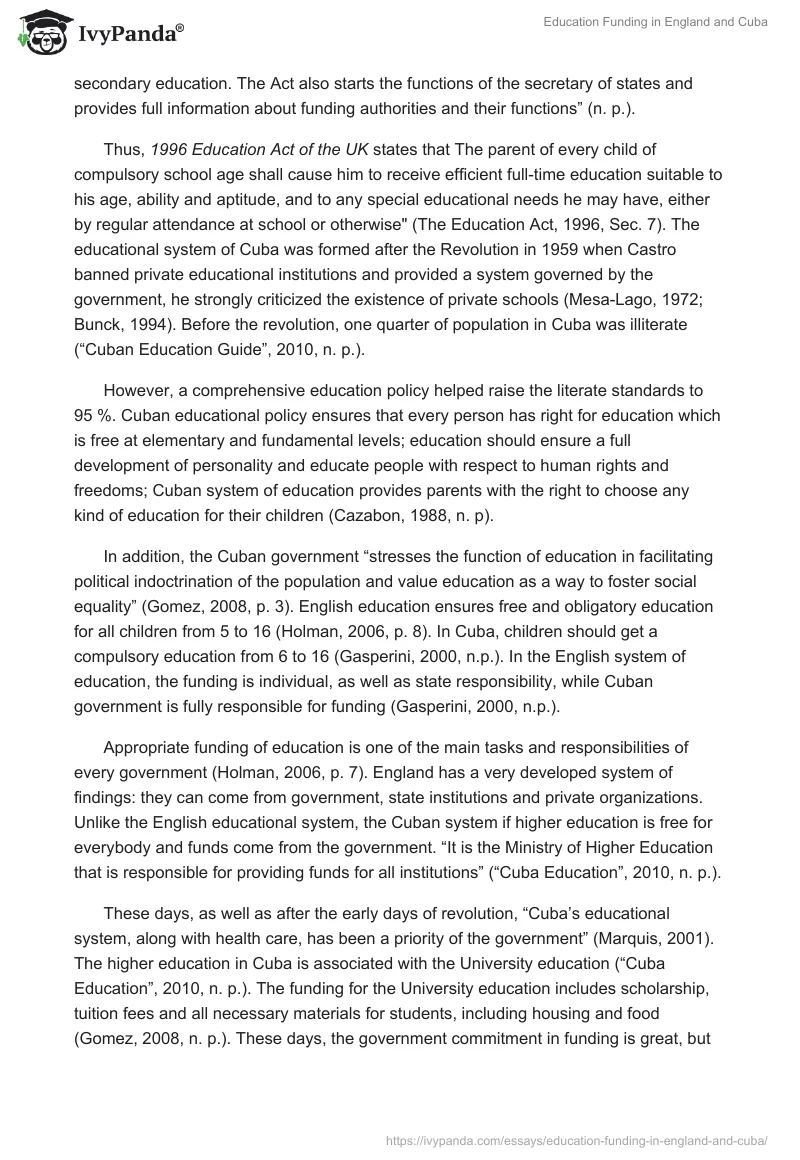 Education Funding in England and Cuba. Page 2