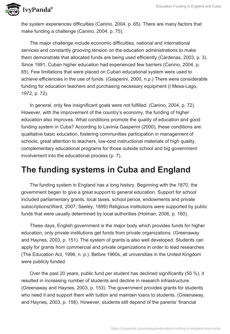 Education Funding in England and Cuba. Page 3