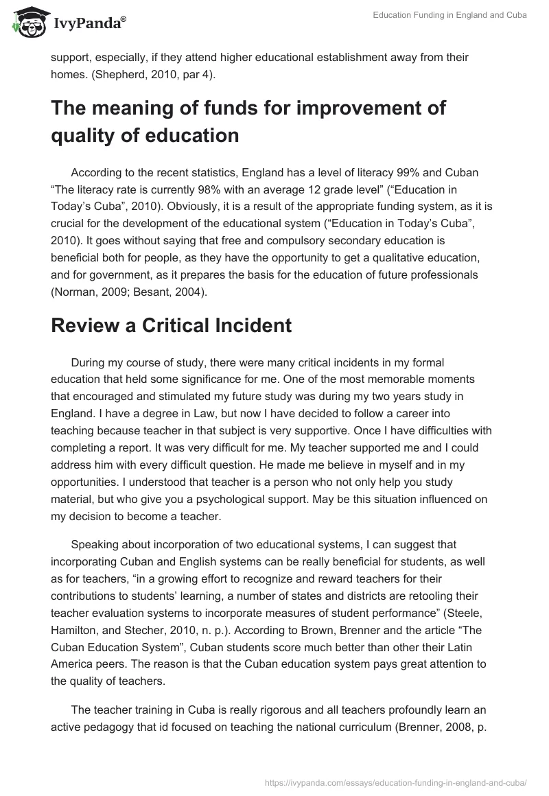 Education Funding in England and Cuba. Page 4