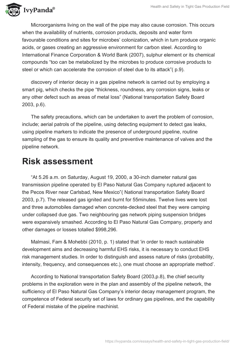 Health and Safety in Tight Gas Production Field. Page 4