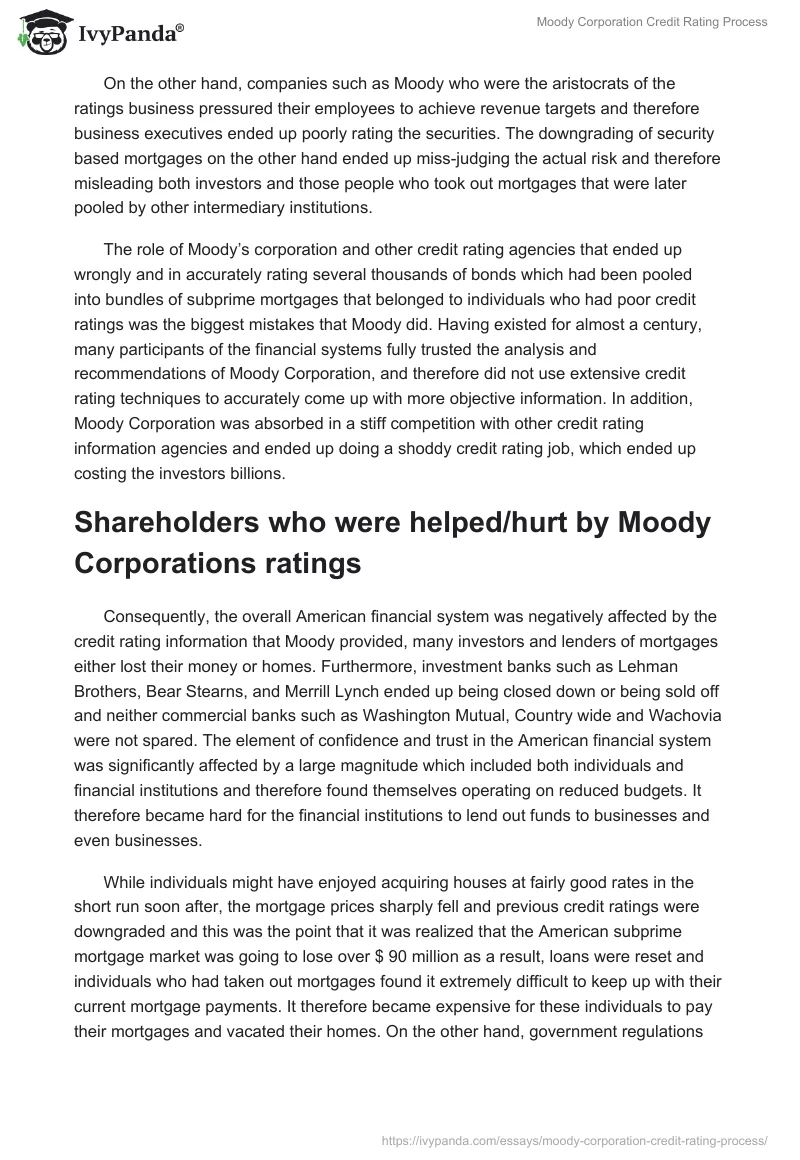 Moody Corporation Credit Rating Process. Page 2