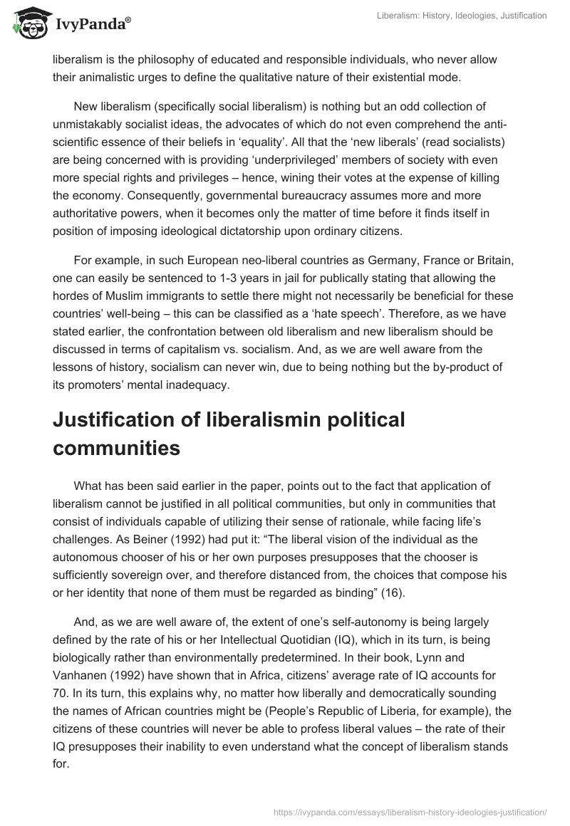 Liberalism: History, Ideologies, Justification. Page 5