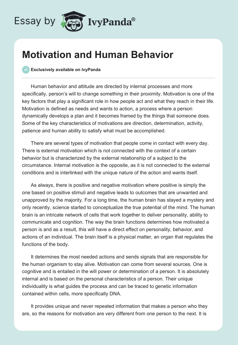 Motivation and Human Behavior. Page 1