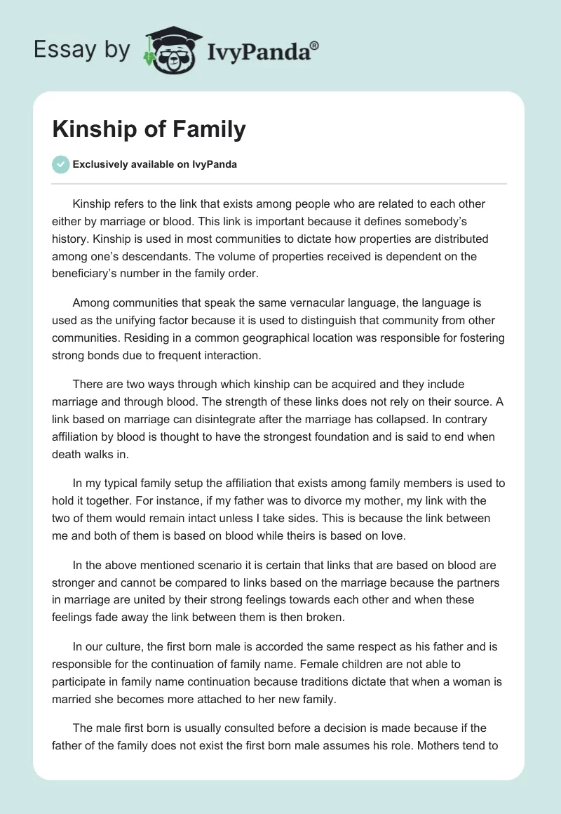 Kinship of Family. Page 1