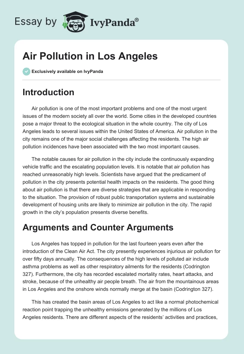 Air Pollution in Los Angeles. Page 1