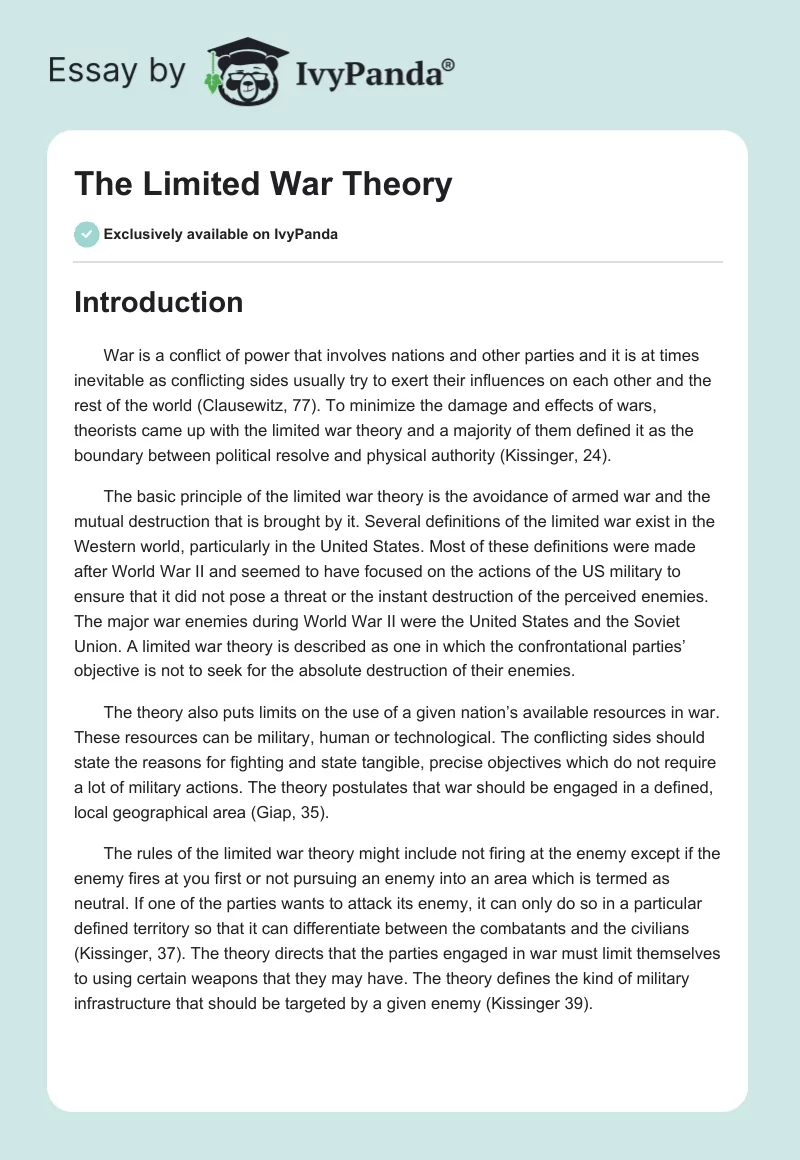 The Limited War Theory. Page 1