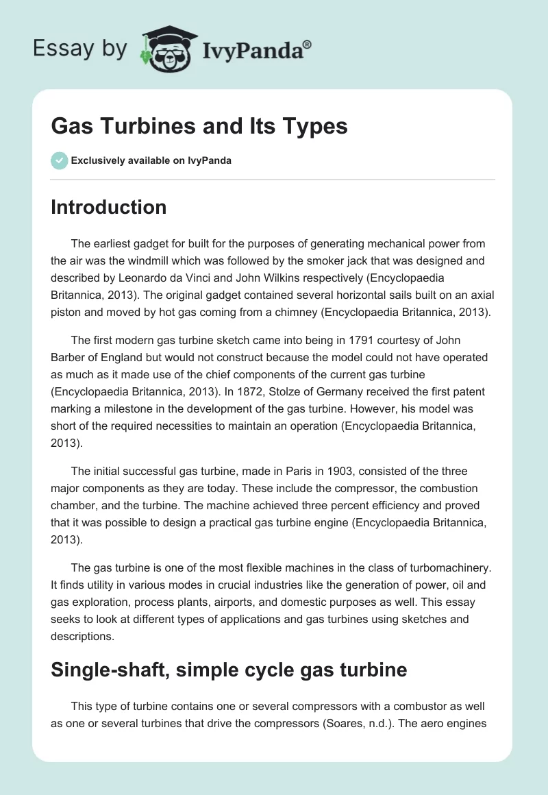 Gas Turbines and Its Types. Page 1