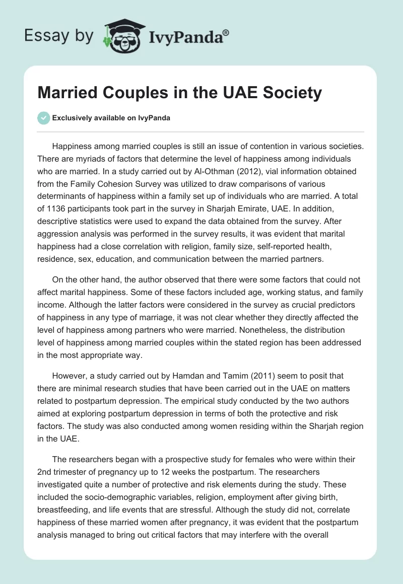 Married Couples in the UAE Society. Page 1