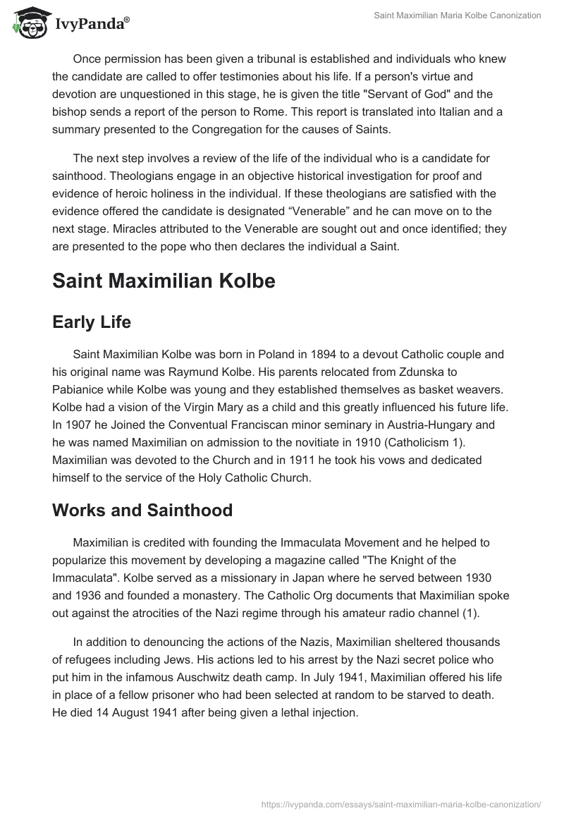 Saint Maximilian Maria Kolbe Canonization. Page 2