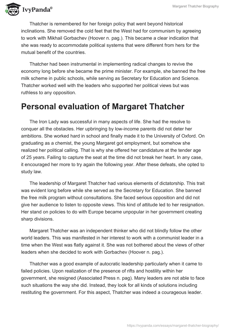 Margaret Thatcher Biography. Page 3