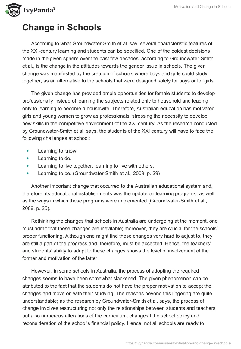 Motivation and Change in Schools. Page 3