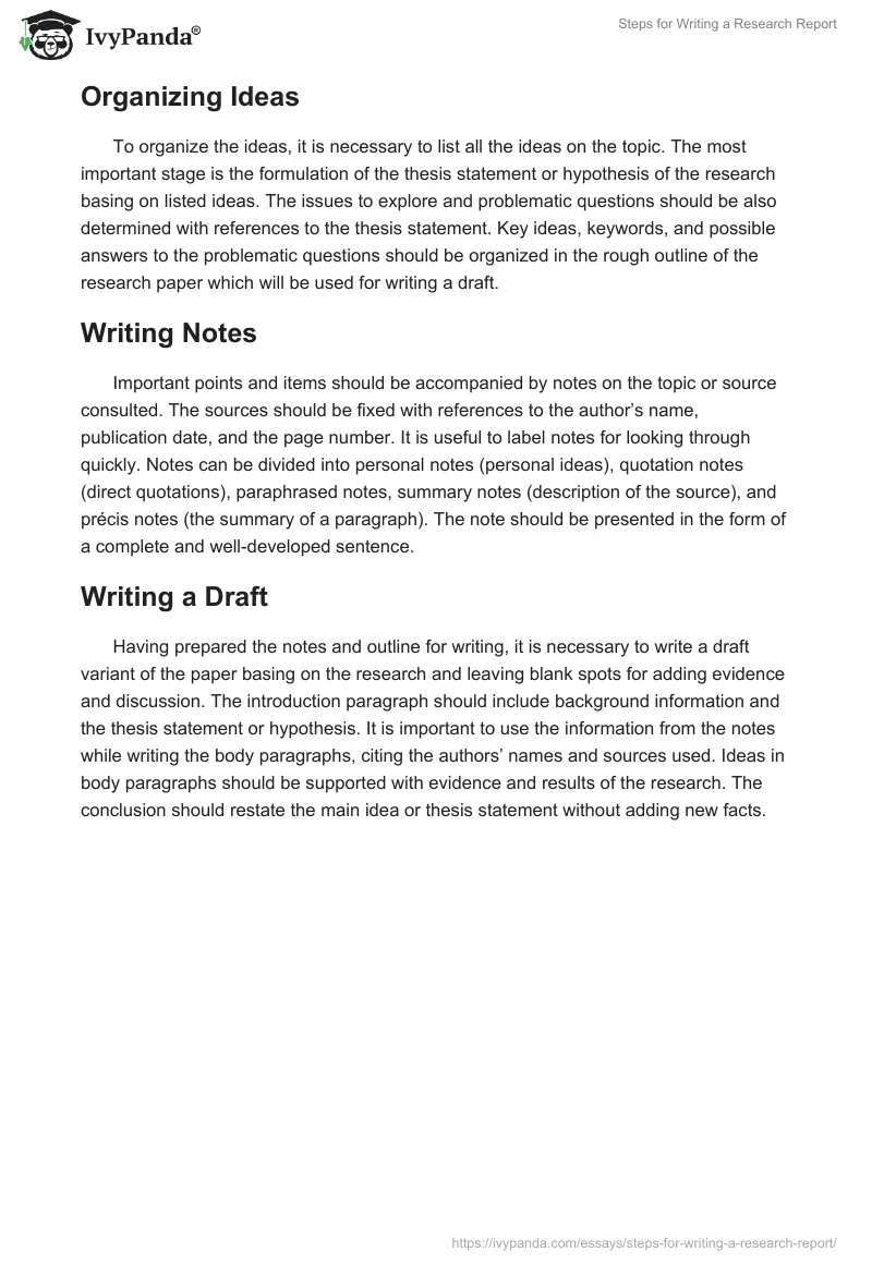 Steps for Writing a Research Report. Page 2
