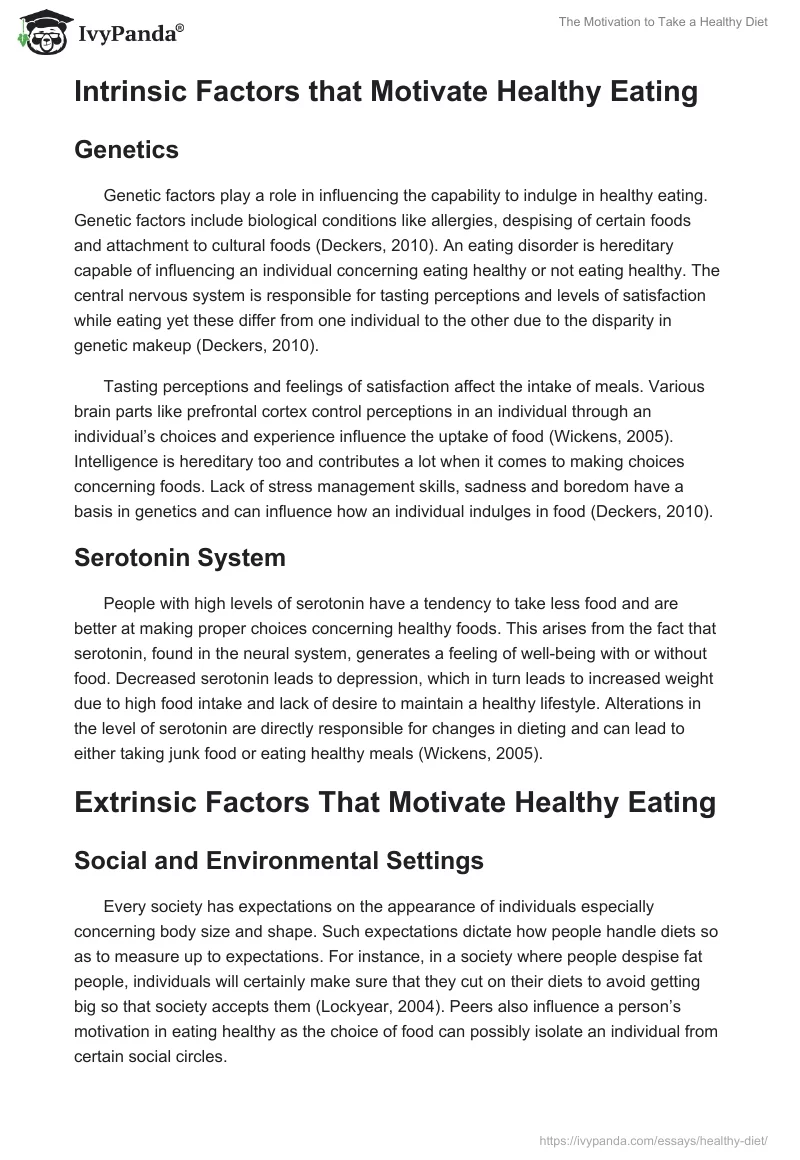 The Motivation to Take a Healthy Diet. Page 2