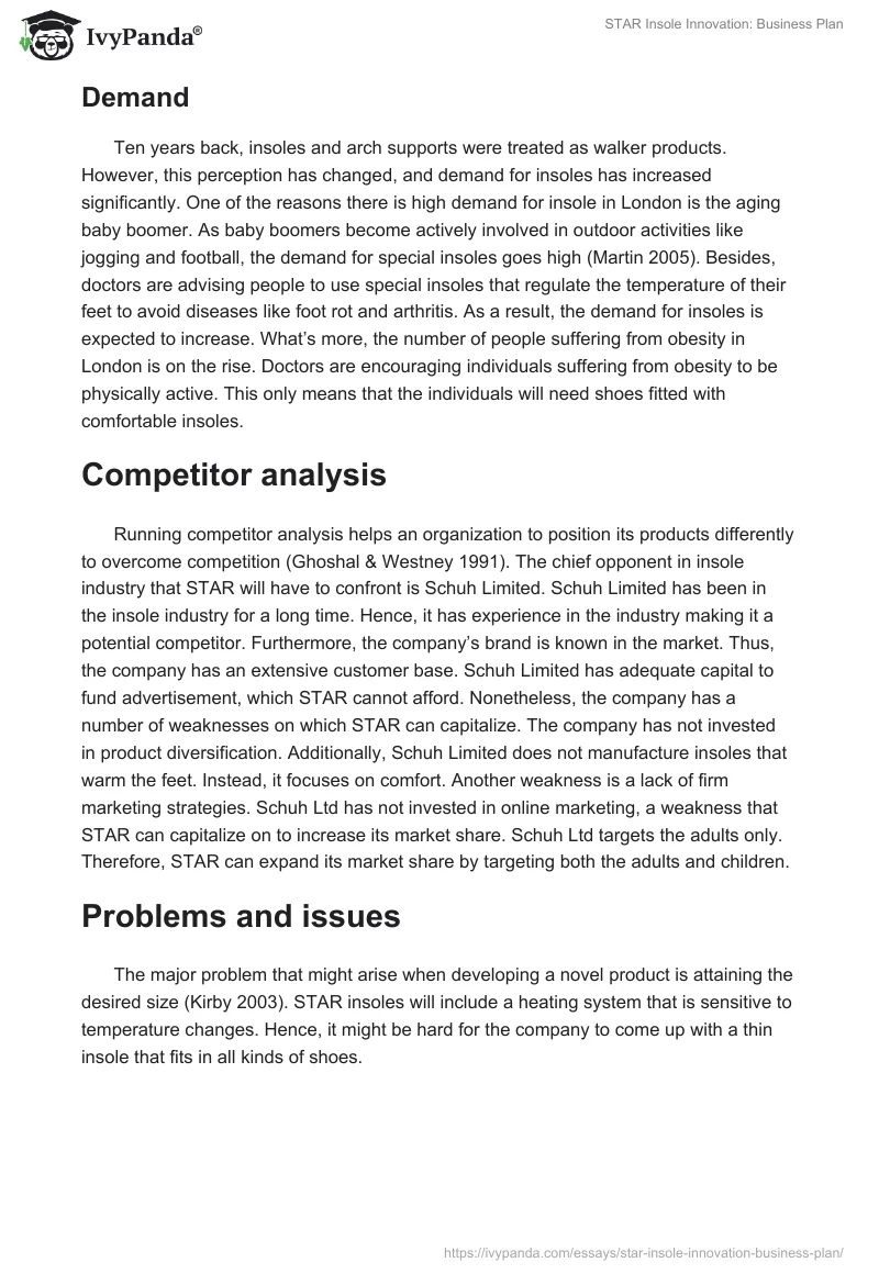 STAR Insole Innovation: Business Plan. Page 3